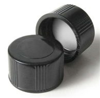 13 mm Screw Cap, 13-425 Thread, Solid Black Closed Top, PP, PTFE Liner (100/pk)